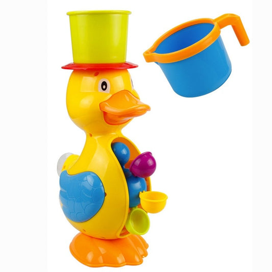 Kids Shower Bath Toys Cute Yellow Duck Waterwheel