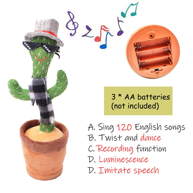 Birthday Present Dancing Cactus Electron Plush Toy Soft Plush Doll Babies Cactus That Can Sing And Dance Voice Interactive Bled - YourStore