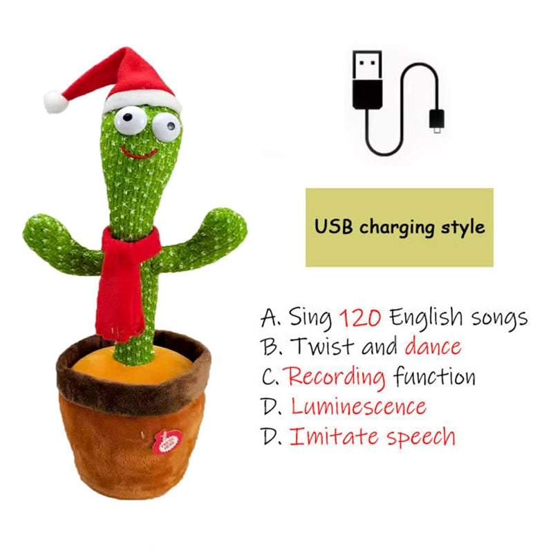 Birthday Present Dancing Cactus Electron Plush Toy Soft Plush Doll Babies Cactus That Can Sing And Dance Voice Interactive Bled - YourStore