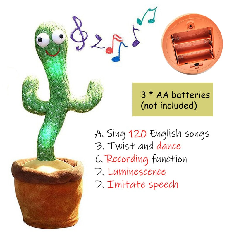 Birthday Present Dancing Cactus Electron Plush Toy Soft Plush Doll Babies Cactus That Can Sing And Dance Voice Interactive Bled - YourStore