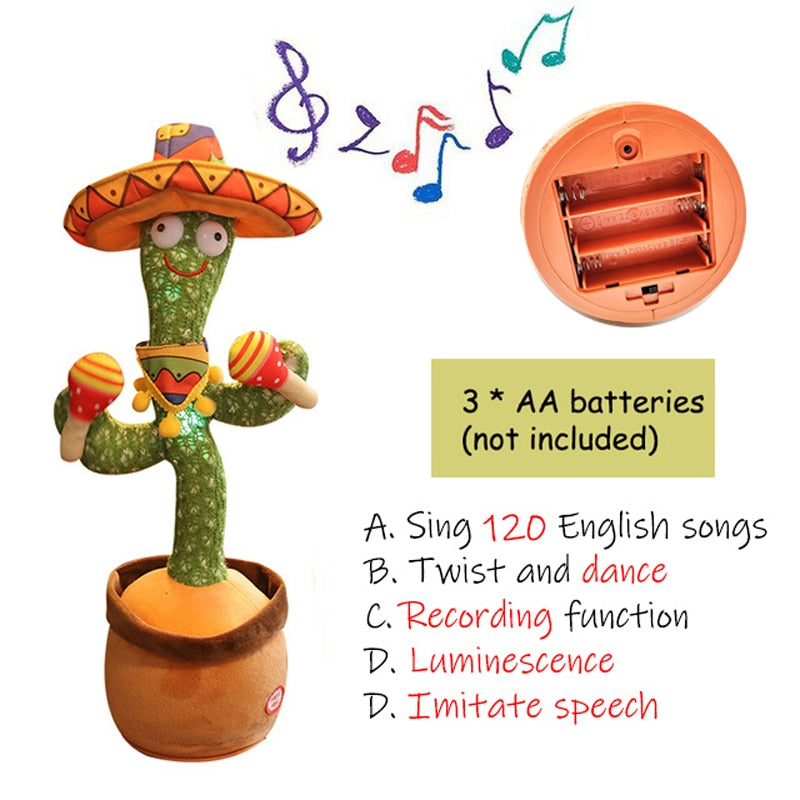 Birthday Present Dancing Cactus Electron Plush Toy Soft Plush Doll Babies Cactus That Can Sing And Dance Voice Interactive Bled - YourStore