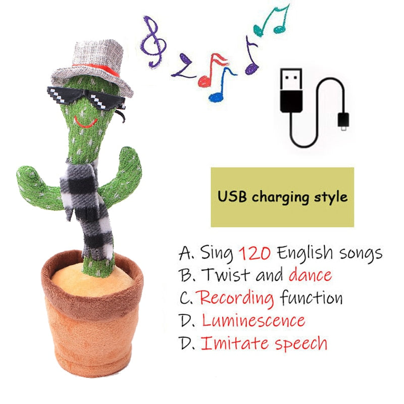 Birthday Present Dancing Cactus Electron Plush Toy Soft Plush Doll Babies Cactus That Can Sing And Dance Voice Interactive Bled - YourStore