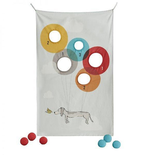 Dog & Balloons Motif Doorway Bean Bag Toss Game For Kids