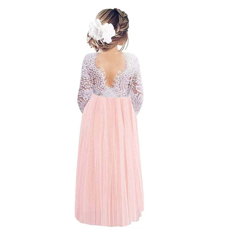 Lace Back A- Line Straight Girl Dress